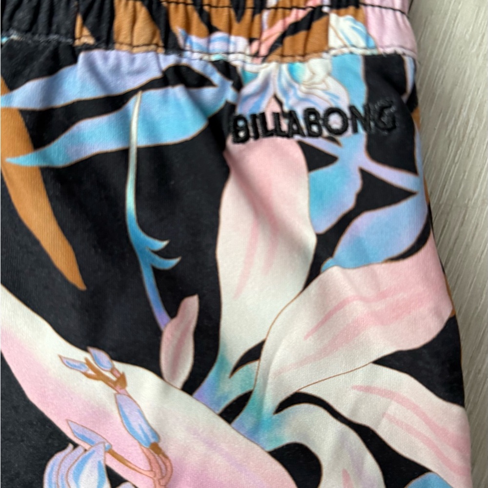 Billabong Floral Shorts - Black, Pink, and Blue